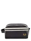 Fred Perry Coated Polyester Wash Bag Navy In Black