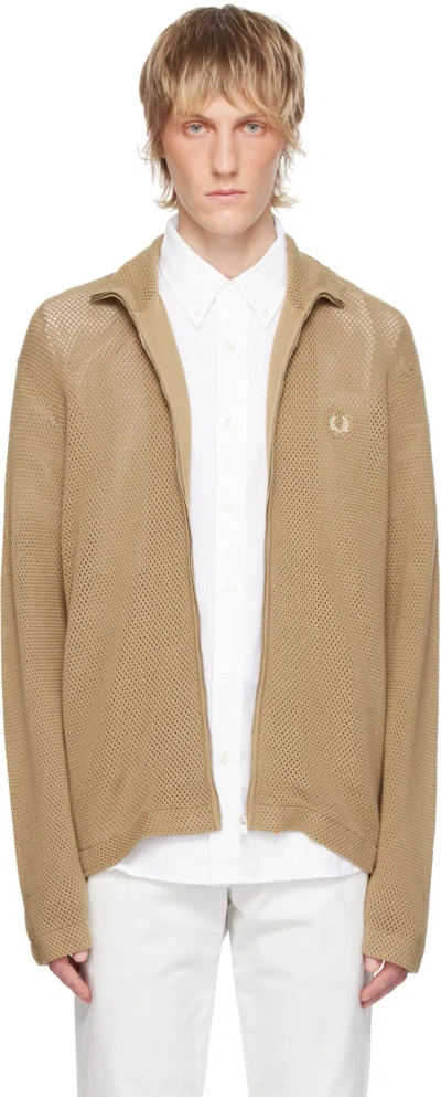 Fred Perry Beige Embroidered Sweatshirt In 363