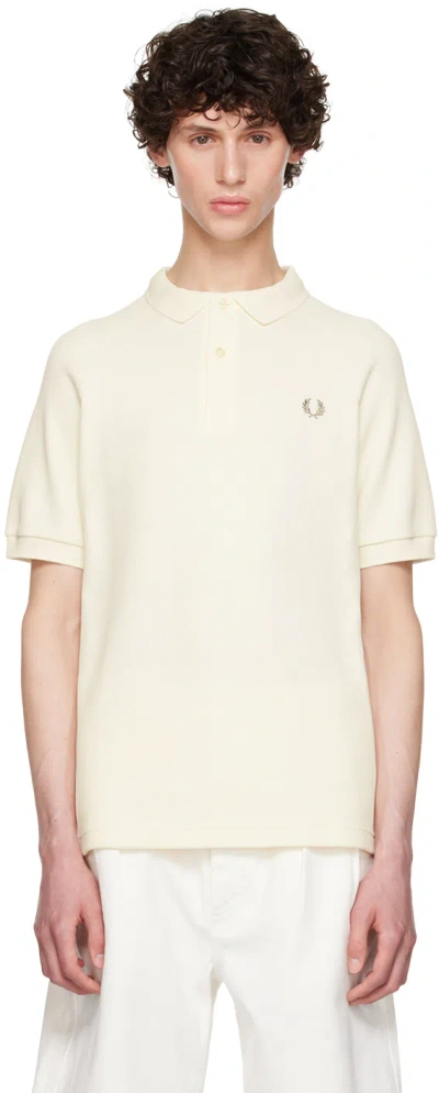 Fred Perry Beige Honeycomb Polo In 560