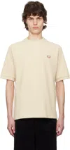 Fred Perry Beige Ribbed Raglan Sleeve T-shirt In 691