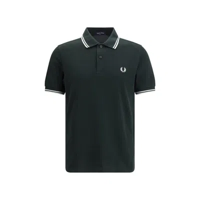 Fred Perry Bicolor Cotton Polo Shirt In Black