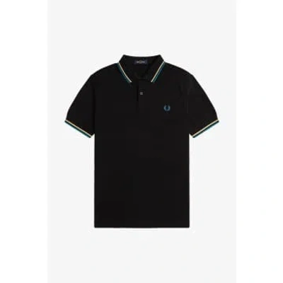 Fred Perry Black And Cyber Blue M3600 Polo Shirt