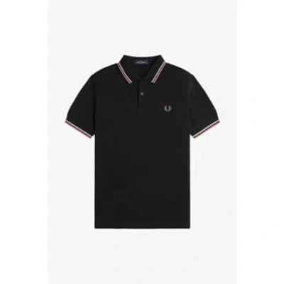 Fred Perry Black And Dusty Rose Pink M3600 Polo Shirt
