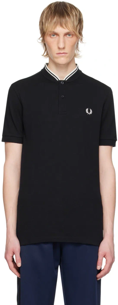 Fred Perry Black Band Collar Henley In 102