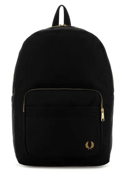 FRED PERRY BLACK CANVAS BACKPACK
