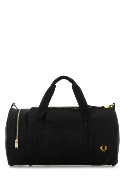 FRED PERRY BLACK CANVAS TRAVEL BAG