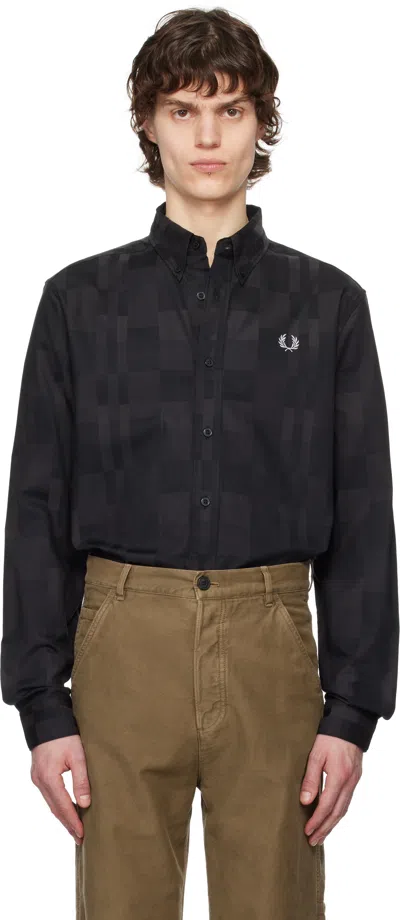 Fred Perry Black Checkerboard Shirt In 102