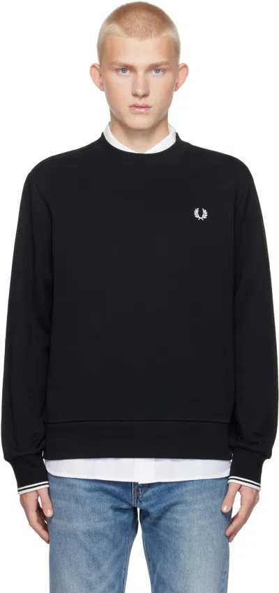 Fred Perry Mens Crew Neck Sweatshirt In Black Fabric