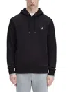Fred Perry Black Hoodie With Embroidered Laurel Wreath In Black