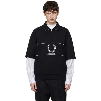 Fred Perry Black Kris Van Assche Edition Half Zip Sweatshirt