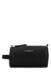Fred Perry Black Leather Beauty Case In Black