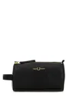 Fred Perry Black Leather Beauty Case In Black
