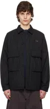Fred Perry Black Padded Raglan Jacket In 102