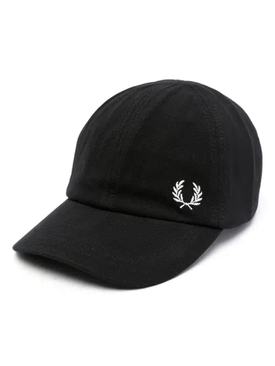 Fred Perry Black Piquet Baseball Cap