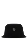 FRED PERRY BLACK PIQUET BUCKET HAT