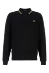 Fred Perry Navy Blue Piquet Polo Shirt In Black