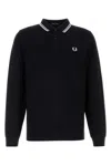Fred Perry Navy Blue Piquet Polo Shirt In Black