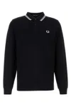 Fred Perry Authentic Long Sleeved Twin Tipped Polo Black In Black