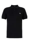 Fred Perry Piquet Polo Shirt Collar Sleeves In Black