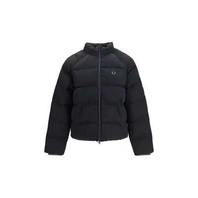 Fred Perry Black Polyamide Full-length Jacket In Purple