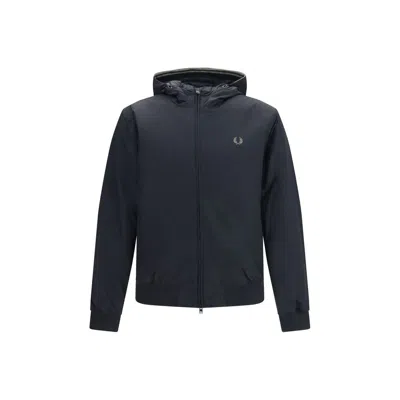 Fred Perry Black Polyamide Shell Jacket In Blue