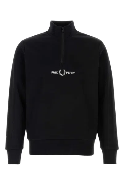 Fred Perry Black Polyester Blend Sweatshirt In Brown