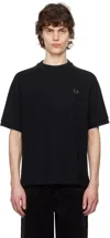 Fred Perry Black Ribbed Raglan Sleeve T-shirt In 102