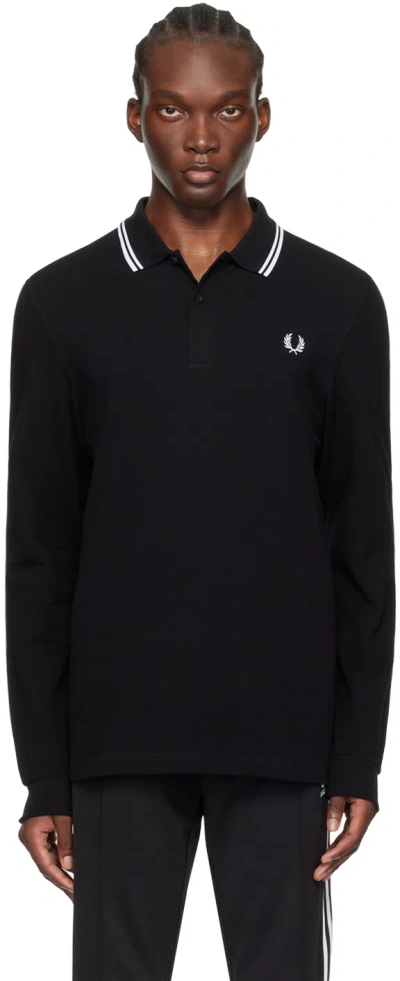 Fred Perry Black Striped Polo In 350 Black