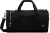 Fred Perry Black Textured Nylon Barrel Duffle Bag In 102