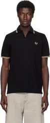 Fred Perry Polo Shirt With Contrast Trim And Collar In Black