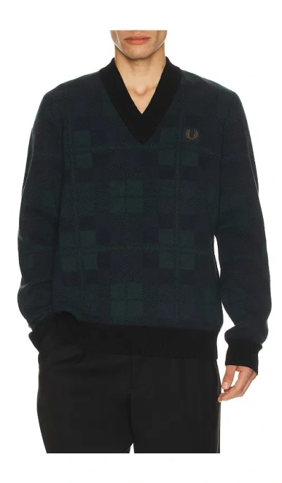 Fred Perry Black Watch Tartan Jumper In Multi