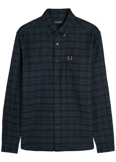 Fred Perry Blackwatch Tartan Flannel Shirt In Blue