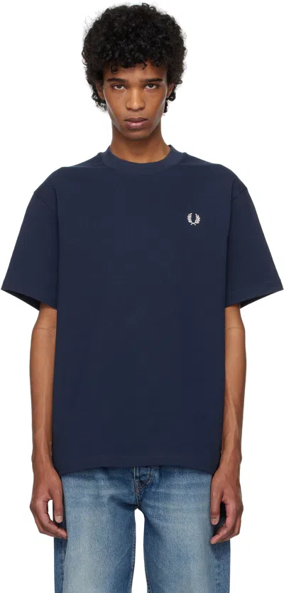Fred Perry Cotton Embroidered Champion T-shirt In Navy