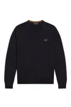 Fred Perry Crest-motif V-neck Sweater In Blue