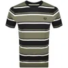 Fred Perry Bold Stripe T Shirt Black In Green