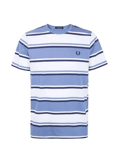 Fred Perry Striped Cotton T-shirt With Logo In Multi