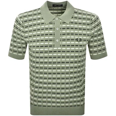 Fred Perry Boucle Knitted Polo T Shirt Green
