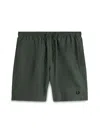 Fred Perry Elastic Waistband Swim Shorts With Back Pocket In Green