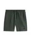 Fred Perry Elastic Waistband Swim Shorts With Back Pocket In Green