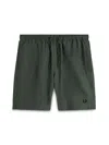 Fred Perry Elastic Waistband Swim Shorts With Back Pocket In Green