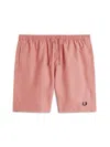 Fred Perry Elastic Waistband Swim Shorts Pockets In Pink