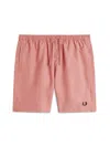 Fred Perry Elastic Waistband Swim Shorts Pockets In Pink