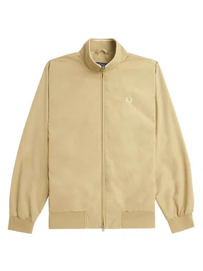 Fred Perry Brentham Nylon Jacket With Logo In Neutral