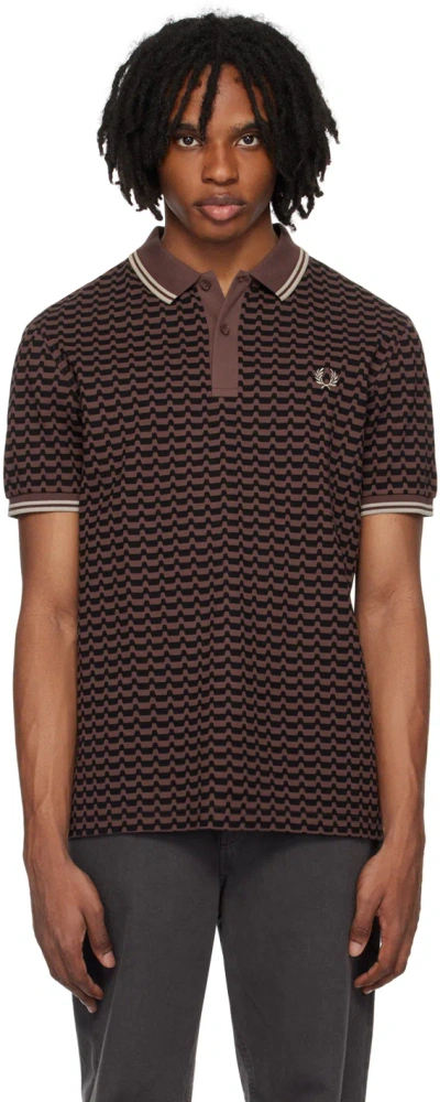 Fred Perry Brown Abstract Polo In U53