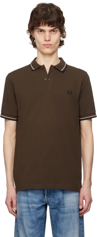Fred Perry Twin Tipped Polo Shirt In Brown