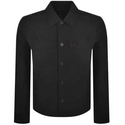 Fred Perry Brushed Twill Overshirt Black In Transparent
