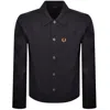 Fred Perry Brushed Twill Overshirt Navy In Blue