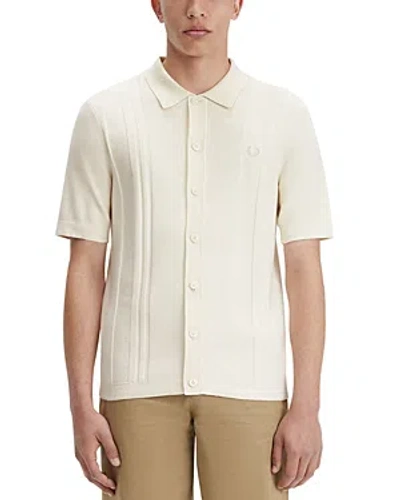 Fred Perry Button Knit Polo In Ecru