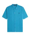 Fred Perry Button Knitted Short-sleeved Shirt In Green