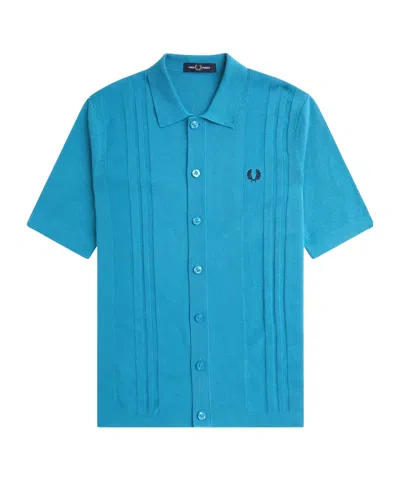 Fred Perry Button Knitted Short-sleeved Shirt In U46